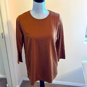 Lands End 3/4 sleeve tee. Rust brown. Generous size S- see measurements.